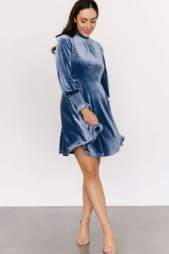Clearance Baltic Born Tina Velvet Short Dress | Blue