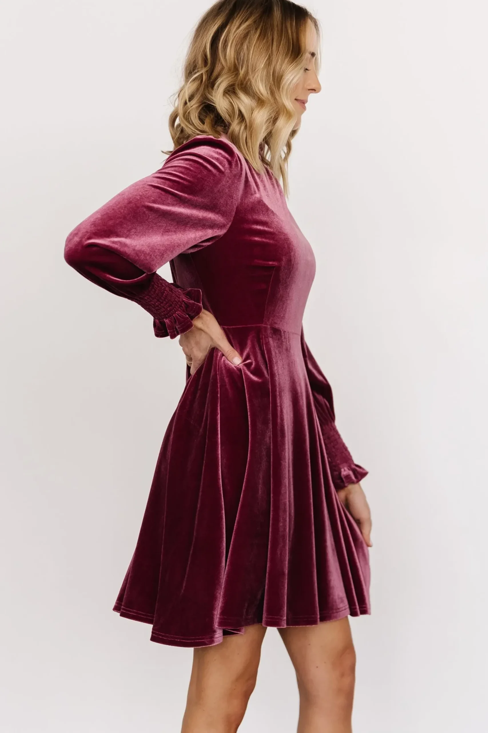 Fashion Baltic Born Tina Velvet Short Dress | Mauve