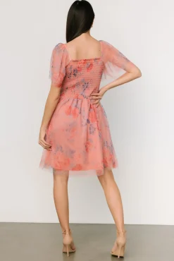 Hot Baltic Born Tivoli Tulle Short Dress | Coral + Blue Floral