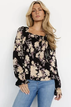 Online Baltic Born Topanga Smocked Top | Black Floral