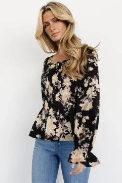 Online Baltic Born Topanga Smocked Top | Black Floral