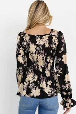 Online Baltic Born Topanga Smocked Top | Black Floral