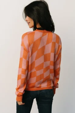 Sale Baltic Born Travis Checkered Sweater | Orange + Pink