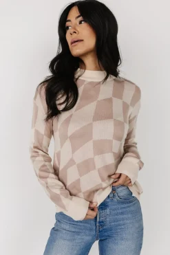 Best Baltic Born Travis Checkered Sweater | Sand + Mocha