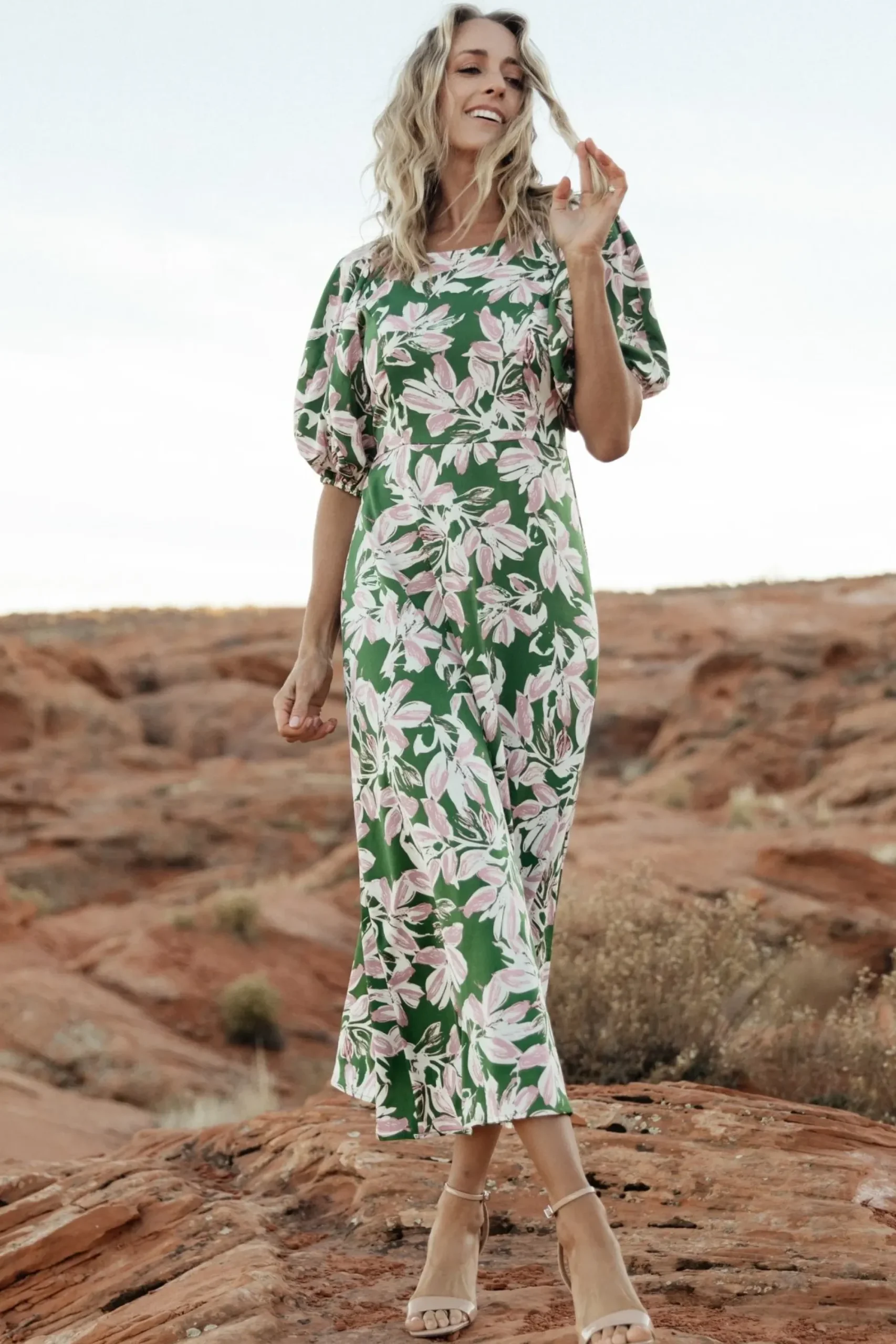 Discount Baltic Born Tucson Midi Dress | Green + Pink