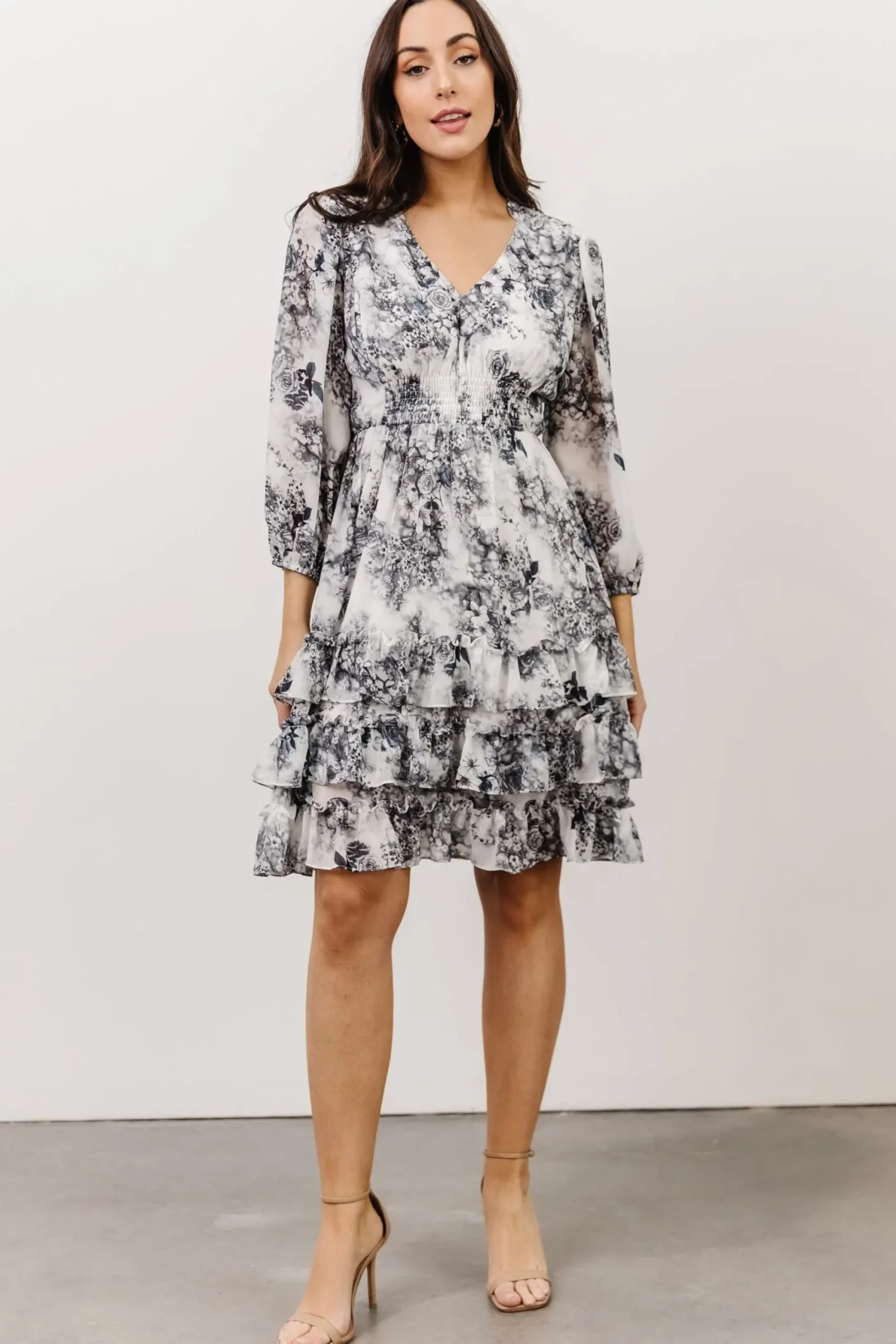 Outlet Baltic Born Tylene Ruffle Mini Dress | Dark Slate Floral