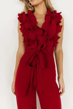 Outlet Baltic Born Tyra Ruffle Tank Jumpsuit | Burgundy