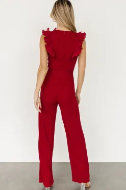 Outlet Baltic Born Tyra Ruffle Tank Jumpsuit | Burgundy