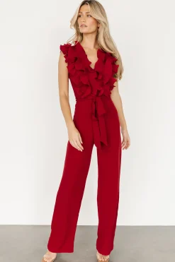 Outlet Baltic Born Tyra Ruffle Tank Jumpsuit | Burgundy