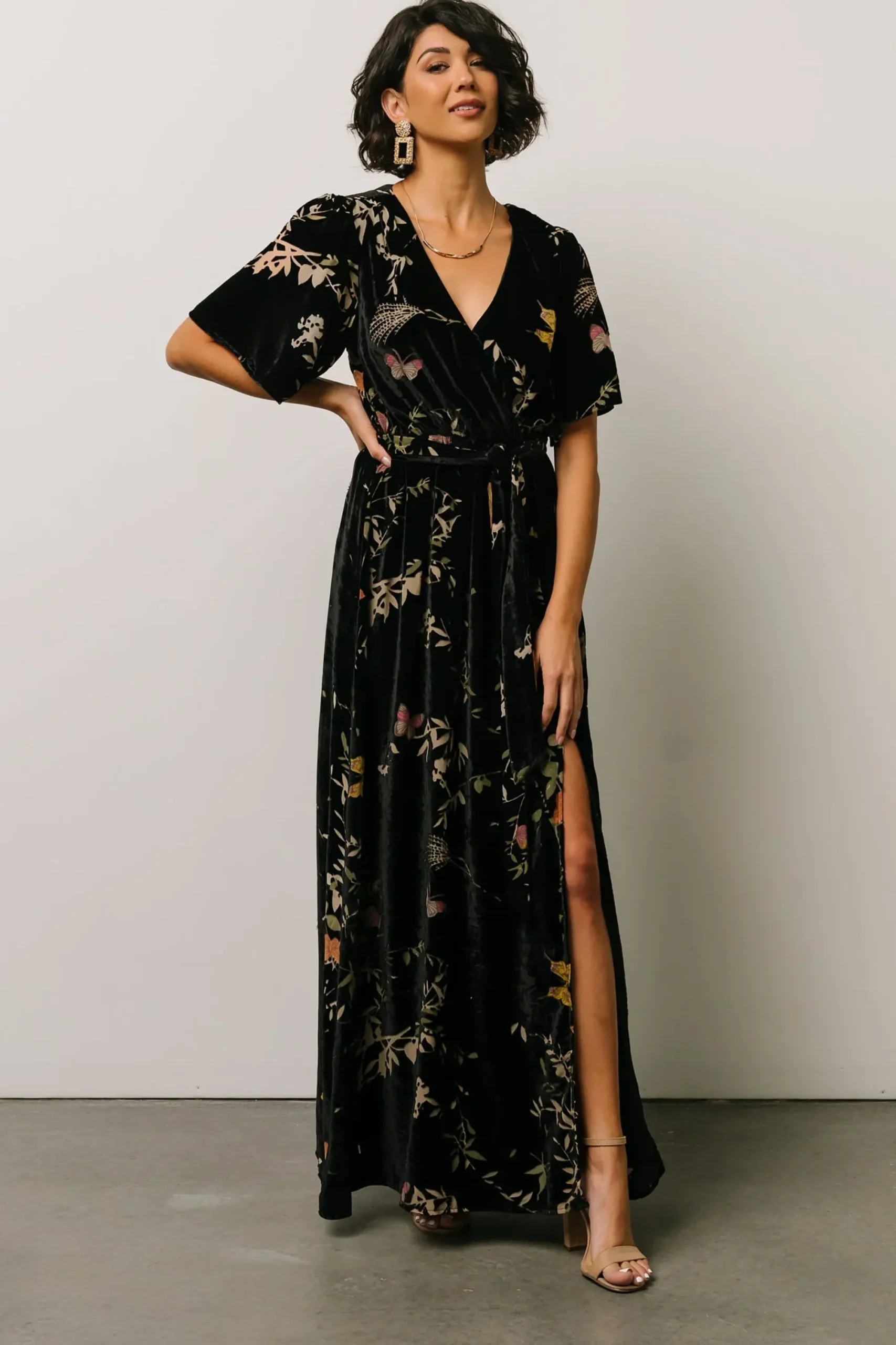 Best Baltic Born Uma Velvet Maxi Dress | Black Butterfly Print