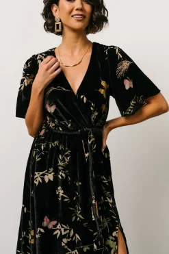 Best Baltic Born Uma Velvet Maxi Dress | Black Butterfly Print