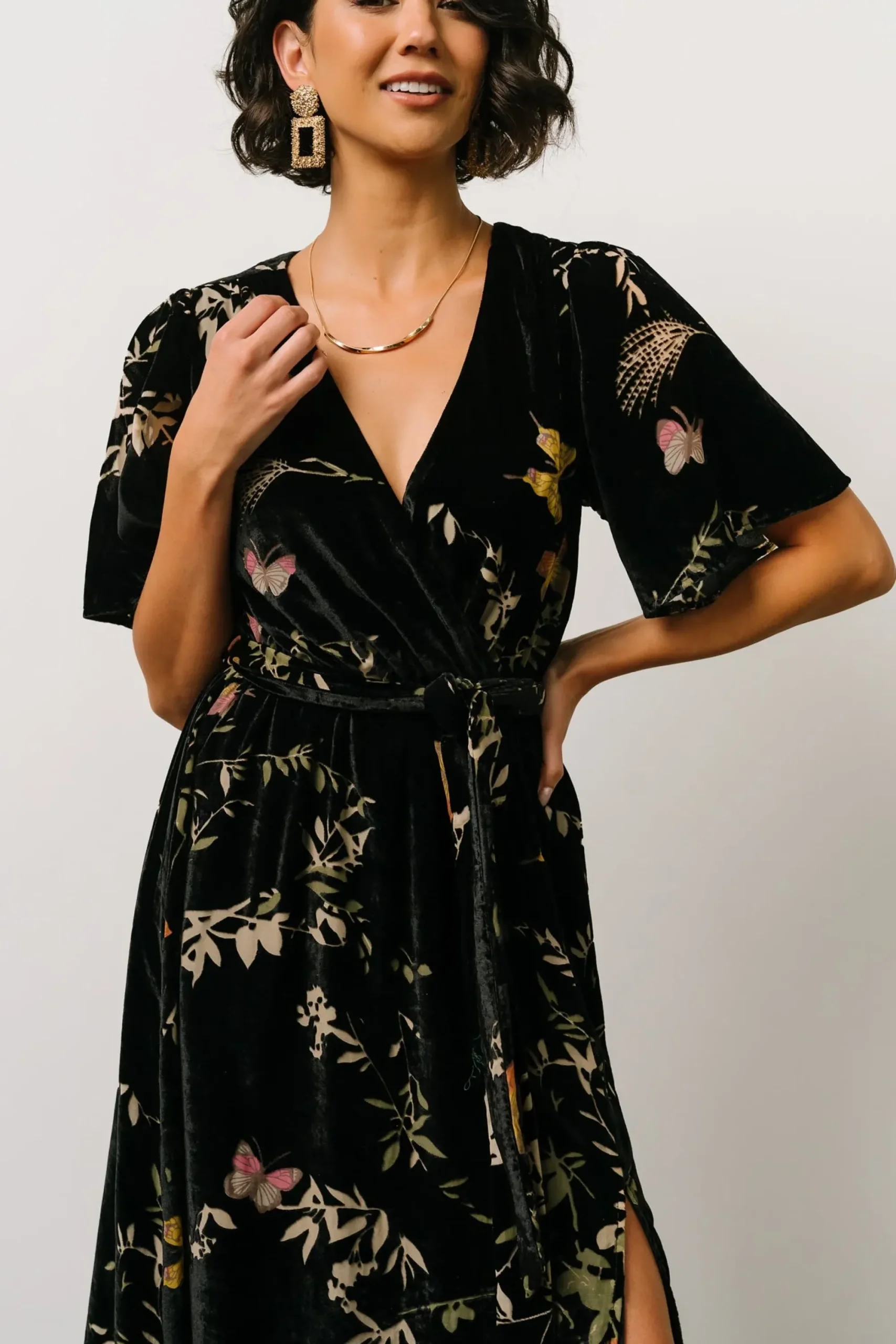 Best Baltic Born Uma Velvet Maxi Dress | Black Butterfly Print