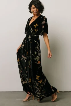 Best Baltic Born Uma Velvet Maxi Dress | Black Butterfly Print