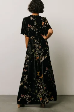Best Baltic Born Uma Velvet Maxi Dress | Black Butterfly Print