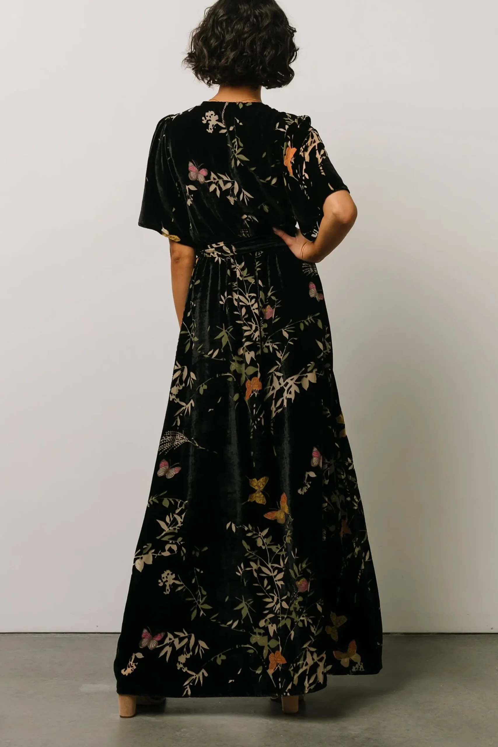Best Baltic Born Uma Velvet Maxi Dress | Black Butterfly Print