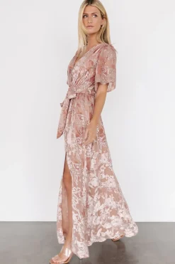 Clearance Baltic Born Uma Velvet Maxi Dress | Blush + Silver