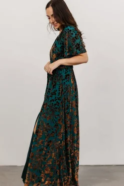 New Baltic Born Uma Velvet Maxi Dress | Bronze + Jade