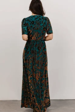 New Baltic Born Uma Velvet Maxi Dress | Bronze + Jade