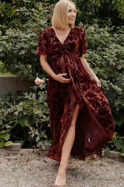 Discount Baltic Born Uma Velvet Maxi Dress | Copper Floral