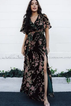 Best Baltic Born Uma Velvet Maxi Dress | Green Floral