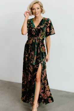 Best Baltic Born Uma Velvet Maxi Dress | Green Floral