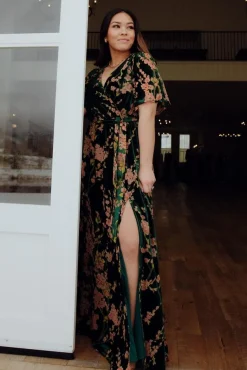 Best Baltic Born Uma Velvet Maxi Dress | Green Floral