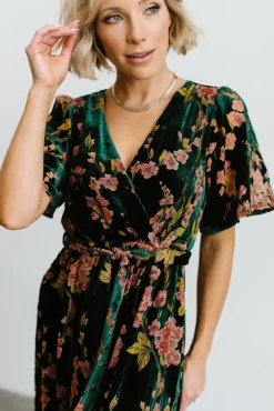 Best Baltic Born Uma Velvet Maxi Dress | Green Floral