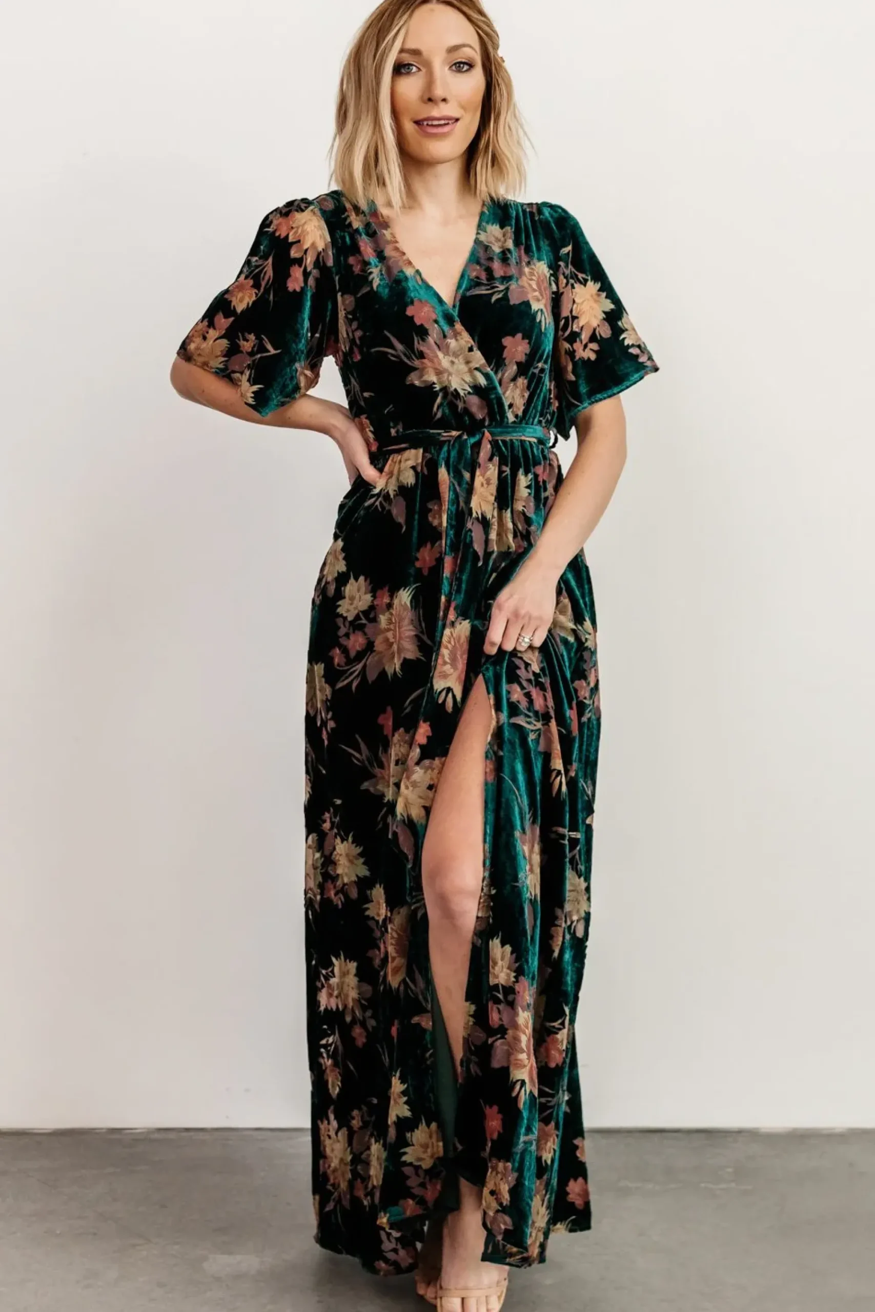 Hot Baltic Born Uma Velvet Maxi Dress | Jade Floral