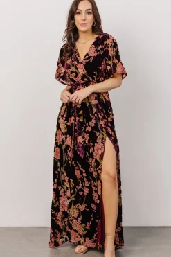 Online Baltic Born Uma Velvet Maxi Dress | Plum Floral