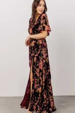 Online Baltic Born Uma Velvet Maxi Dress | Plum Floral