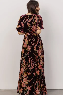 Online Baltic Born Uma Velvet Maxi Dress | Plum Floral