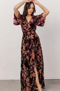 Online Baltic Born Uma Velvet Maxi Dress | Plum Floral