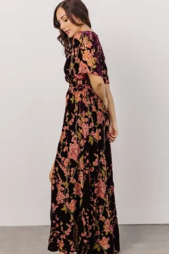 Online Baltic Born Uma Velvet Maxi Dress | Plum Floral