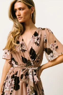 Outlet Baltic Born Uma Velvet Maxi Dress | Taupe Multi Floral