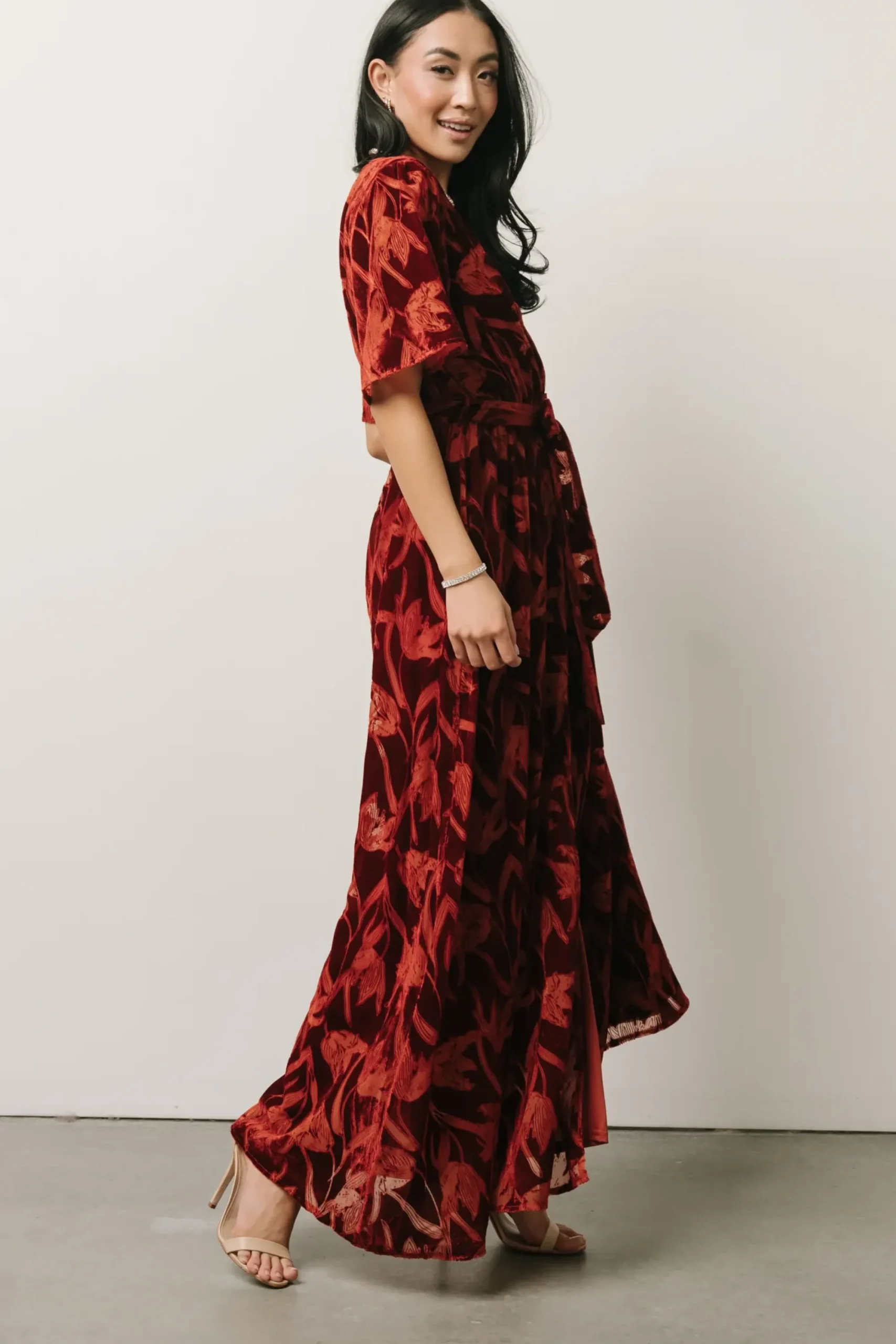 Hot Baltic Born Uma Velvet Maxi Dress | Terracotta