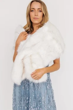 Best Baltic Born Valerie Faux Fur Shawl | Ivory