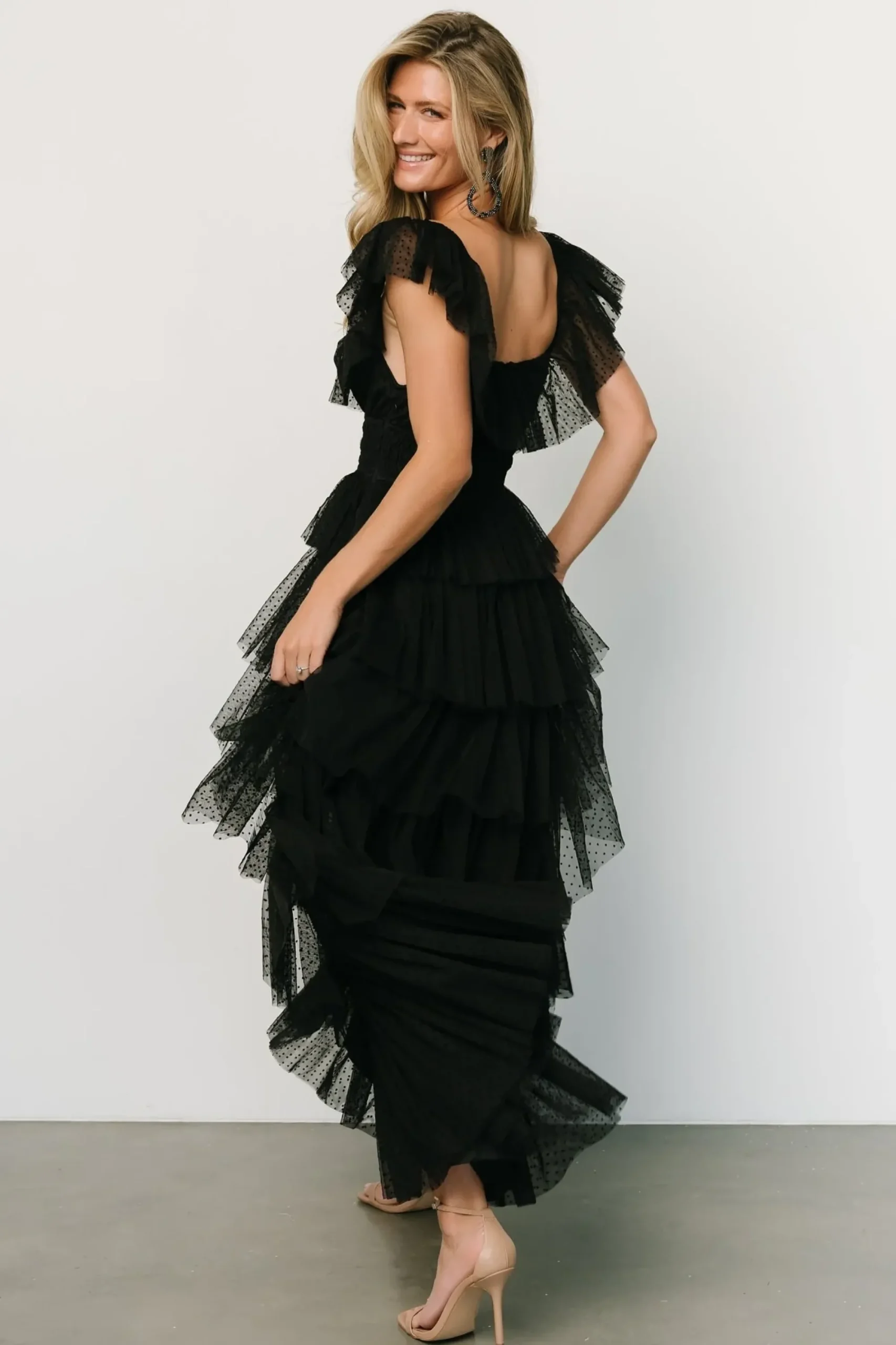 Best Baltic Born Valora Swiss Dot Tulle Maxi Dress | Black