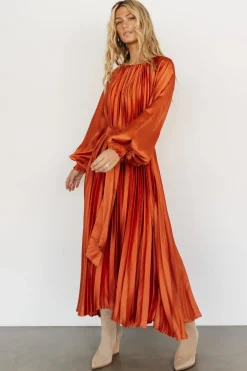 Clearance Baltic Born Vanna Pleated Dress | Rust