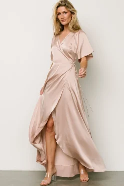 Fashion Baltic Born Vara Satin Maxi Wrap Dress | Champagne