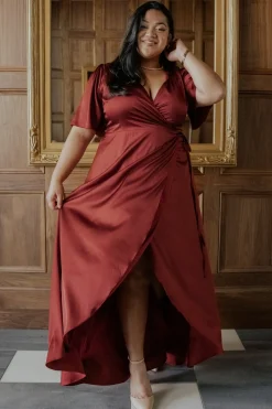 Online Baltic Born Vara Satin Maxi Wrap Dress | Terracotta