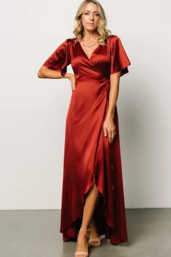 Online Baltic Born Vara Satin Maxi Wrap Dress | Terracotta