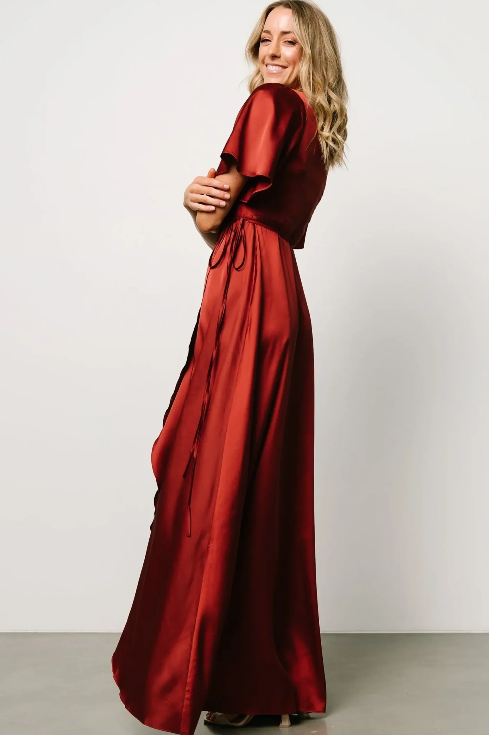 Online Baltic Born Vara Satin Maxi Wrap Dress | Terracotta