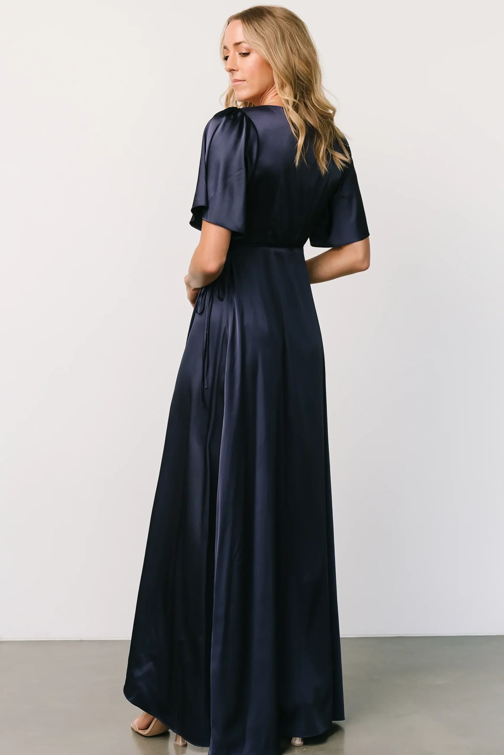 Fashion Baltic Born Vara Satin Maxi Wrap Dress | Navy