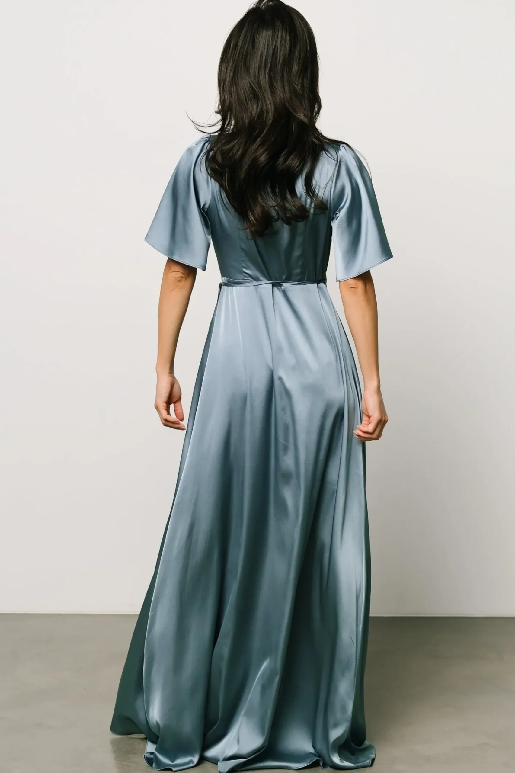 Online Baltic Born Vara Satin Maxi Wrap Dress | Dusty Blue
