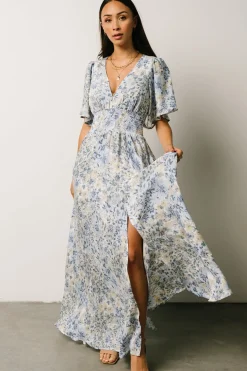 Outlet Baltic Born Verona Smocked Maxi Dress | White + Blue Print