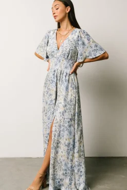 Outlet Baltic Born Verona Smocked Maxi Dress | White + Blue Print