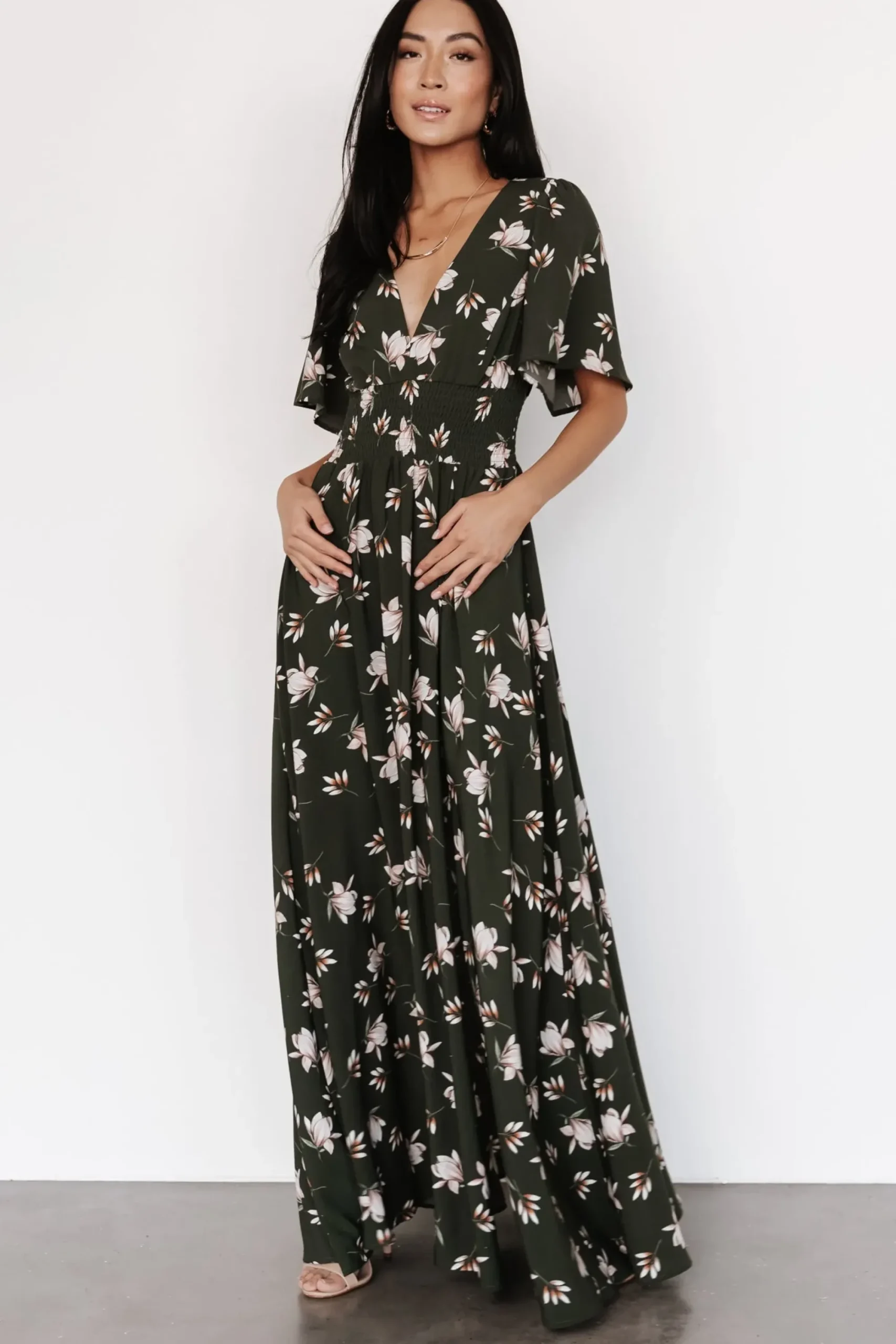 Sale Baltic Born Verona Smocked Maxi Dress | Green + White Floral