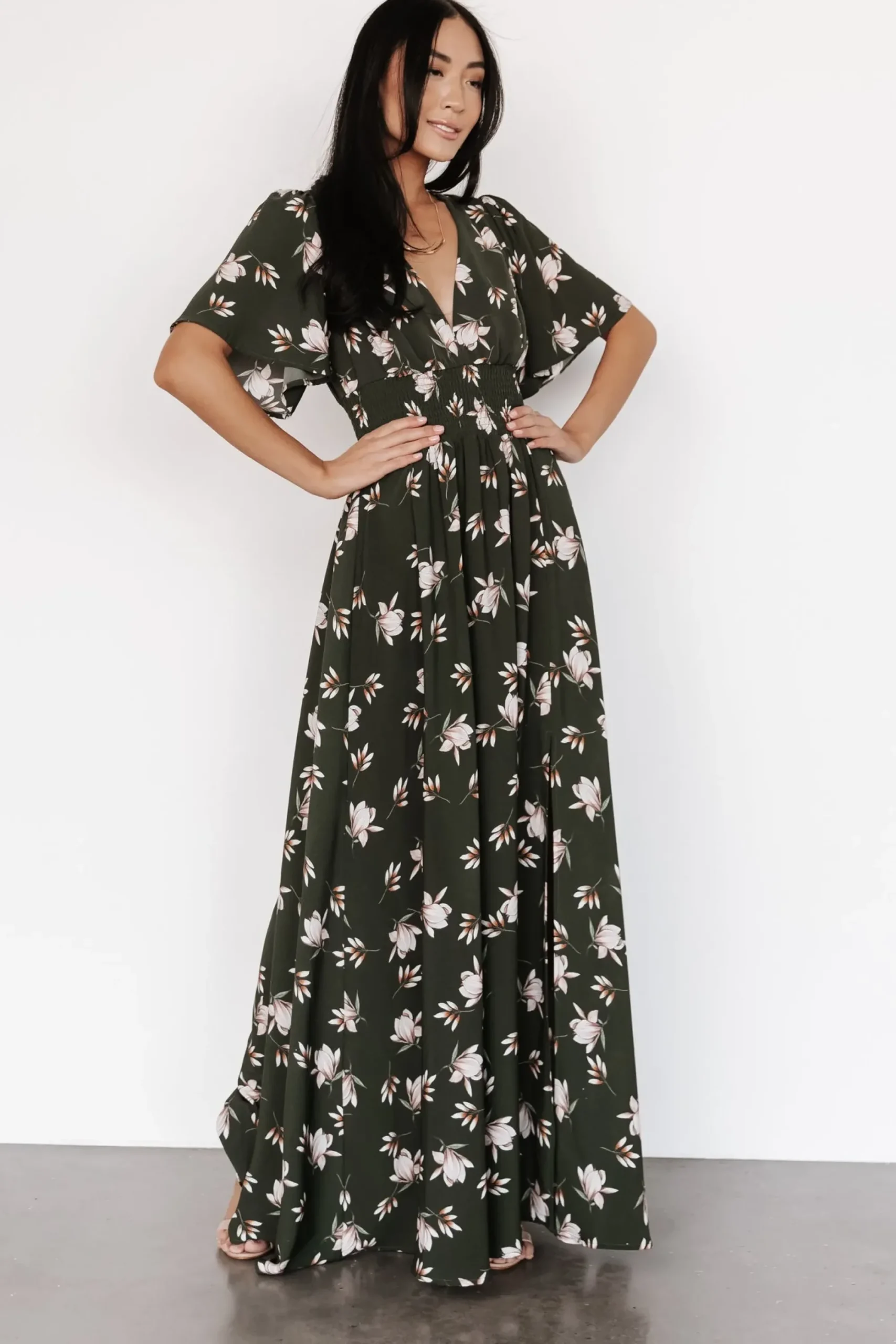 Sale Baltic Born Verona Smocked Maxi Dress | Green + White Floral