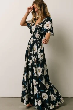 Fashion Baltic Born Verona Smocked Maxi Dress | Navy + White Floral