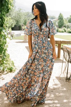 Clearance Baltic Born Verona Smocked Maxi Dress | Blue Floral